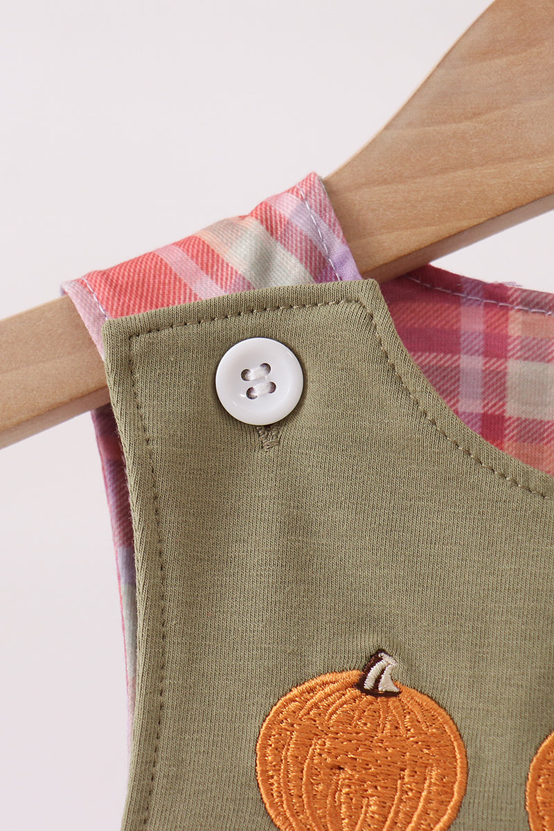 Camel Pumpkin Embroidery Plaid Jon Jon - Aaria Tees Aaria Tees