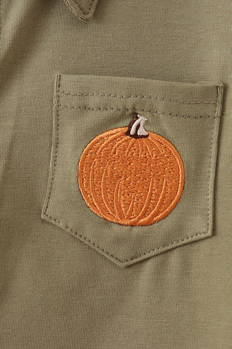 Camel Pumpkin Embroidery Button Down Shirt - Aaria Tees Aaria Tees