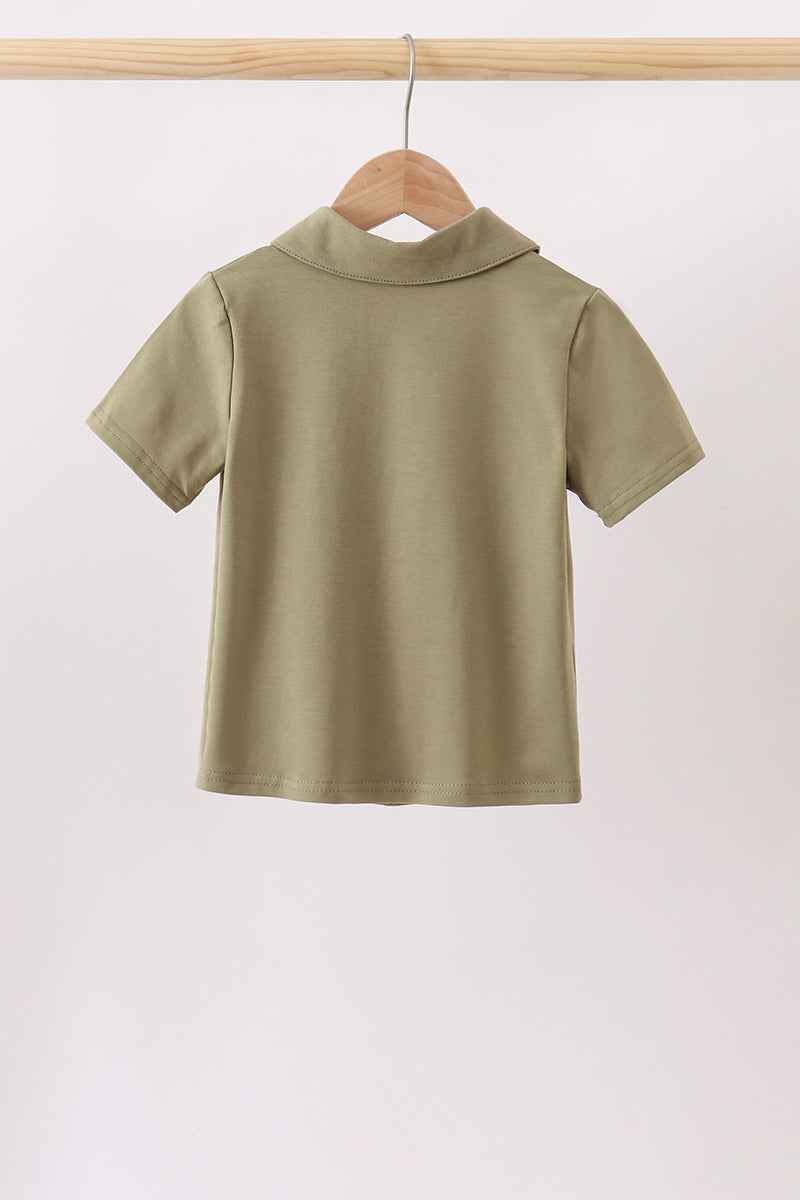 Camel Pumpkin Embroidery Button Down Shirt - Aaria Tees Aaria Tees