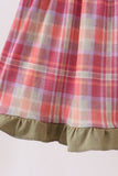 Camel Pumpkin Embroidery Plaid Dress - Aaria Tees Aaria Tees