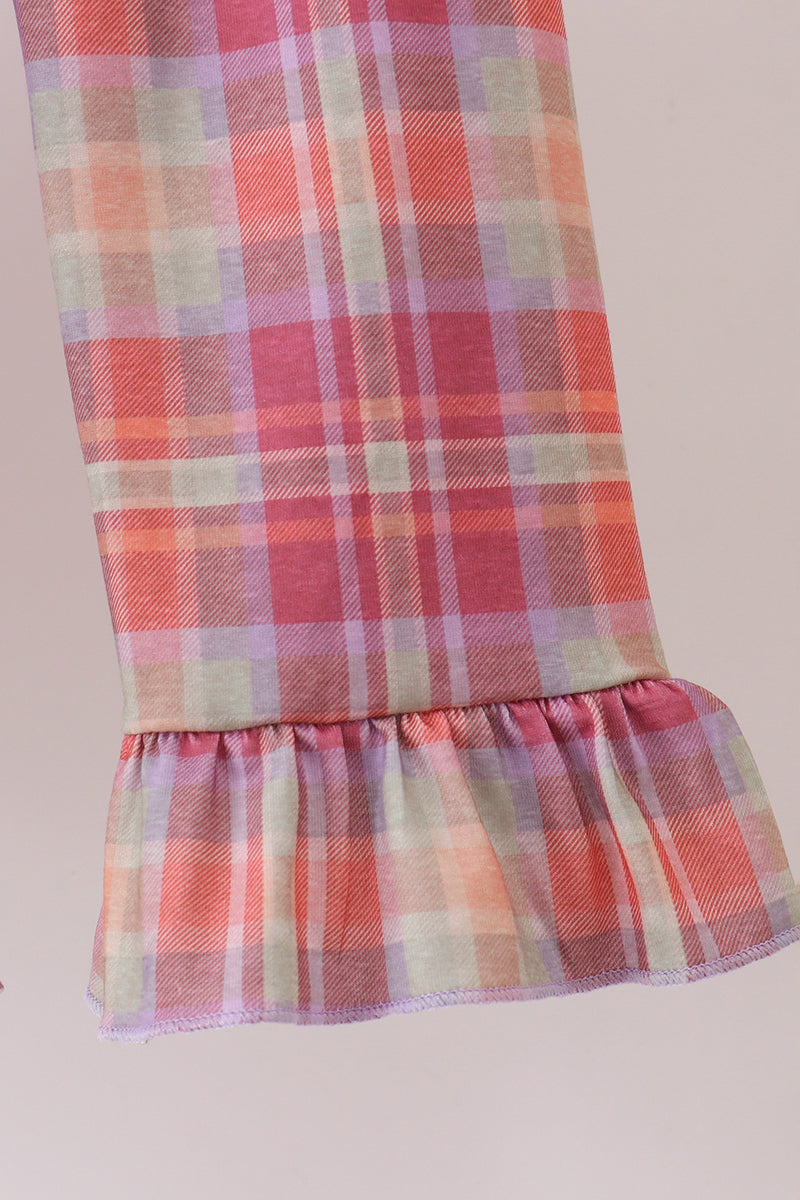 Camel Pumpkin Embroidery Plaid Dress - Aaria Tees Aaria Tees