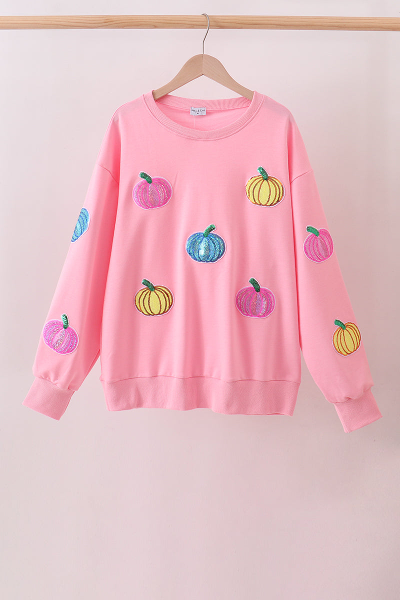 Pink Pumpkin Sequin Mom&me Top - Aaria Tees Aaria Tees