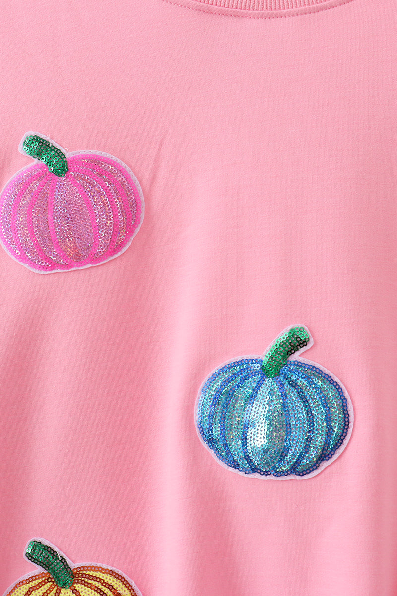 Pink Pumpkin Sequin Mom&me Top - Aaria Tees Aaria Tees