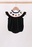 Black Pumpkin cat Embroidery Ruffle Bubble - Aaria Tees Aaria Tees