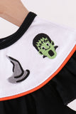 Black Pumpkin cat Embroidery Ruffle Bubble - Aaria Tees Aaria Tees
