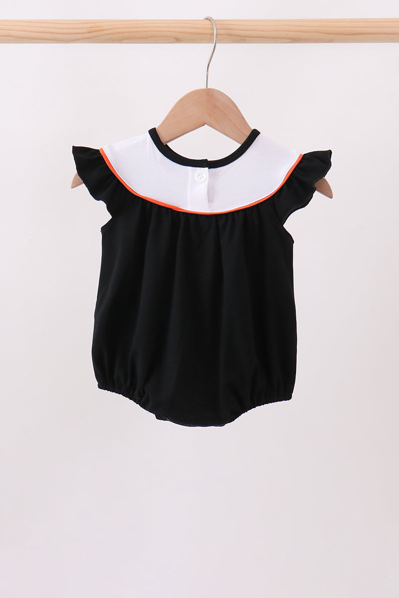 Black Pumpkin cat Embroidery Ruffle Bubble - Aaria Tees Aaria Tees
