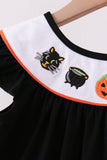 Black Pumpkin Ghost Embroidery Pants Set - Aaria Tees Aaria Tees