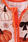 Orange Pumpkin Floral Bow Bamboo Romper - Aaria Tees Aaria Tees