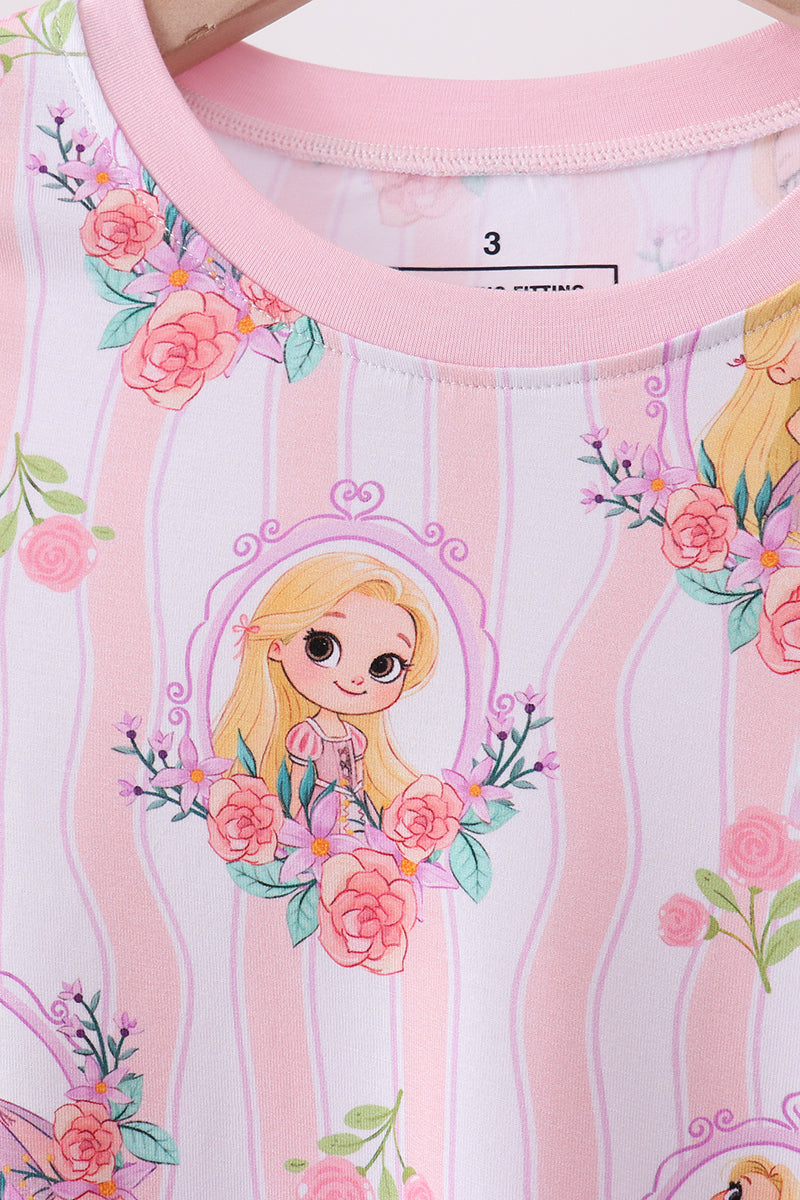 Pink princess stripe bamboo pajama set - Aaria Tees Aaria Tees