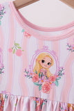 Pink princess floral stripe bamboo pants set - Aaria Tees Aaria Tees