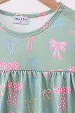 Sage Bow Ruffle Dress - Aaria Tees Aaria Tees