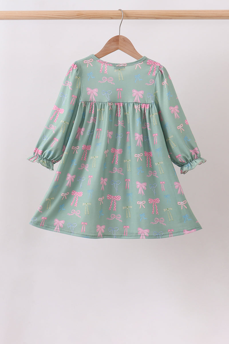 Sage Bow Ruffle Dress - Aaria Tees Aaria Tees