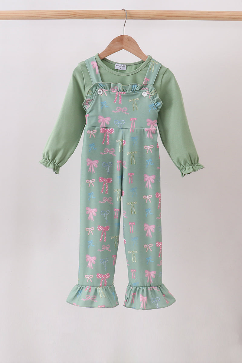 Sage Bow Ruffle Jumpsuit Set - Aaria Tees Aaria Tees