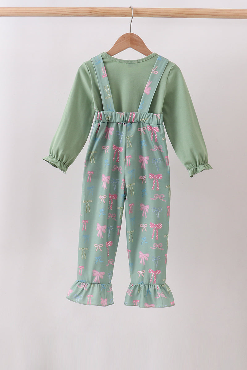 Sage Bow Ruffle Jumpsuit Set - Aaria Tees Aaria Tees