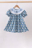Blue pumpkin bow smocked lace dress - Aaria Tees Aaria Tees