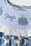 Blue pumpkin bow smocked lace dress - Aaria Tees Aaria Tees