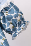 Blue pumpkin bow smocked lace dress - Aaria Tees Aaria Tees