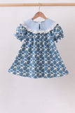 Blue pumpkin bow smocked lace dress - Aaria Tees Aaria Tees
