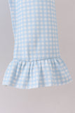 Blue pumpkin bow smocked lace ruffle pants set - Aaria Tees Aaria Tees