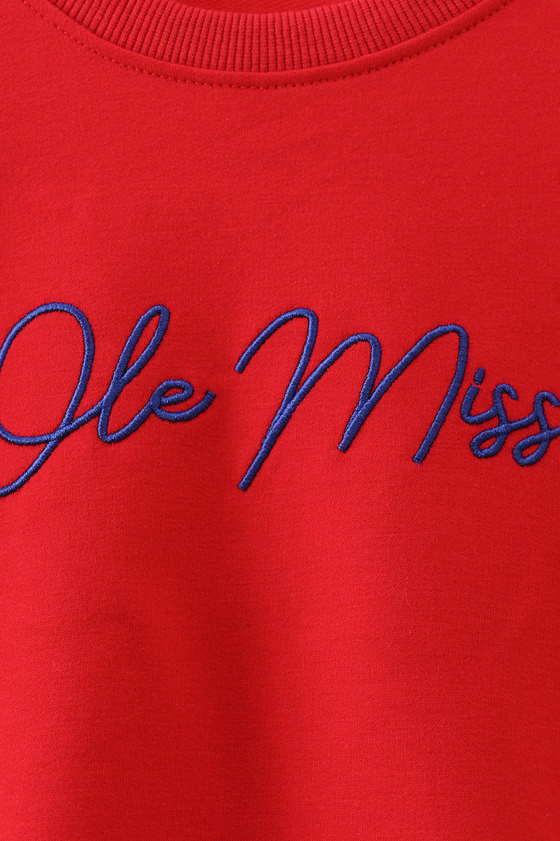 Red Mississippi Ole Miss Embroidery top - Aaria Tees Aaria Tees