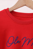 Red Mississippi Ole Miss Embroidery top - Aaria Tees Aaria Tees