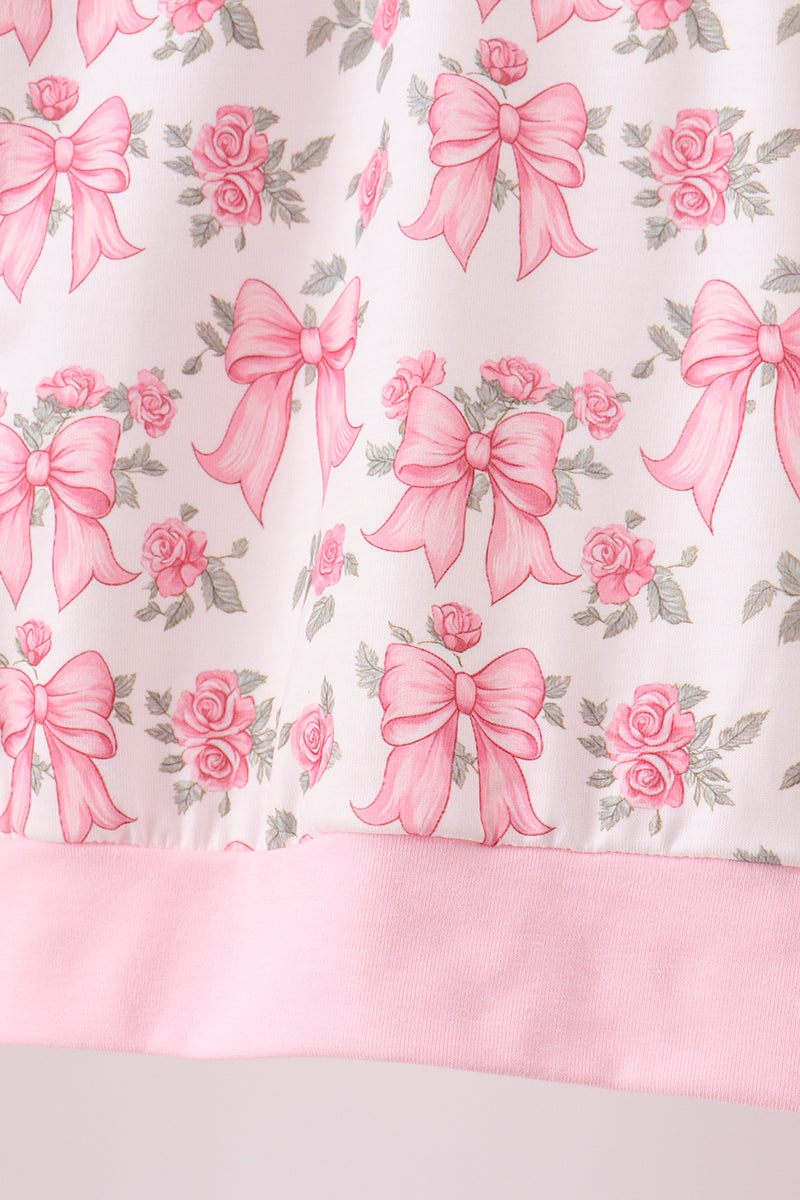 Pink Floral Bow Lace Skorts Set - Aaria Tees Aaria Tees