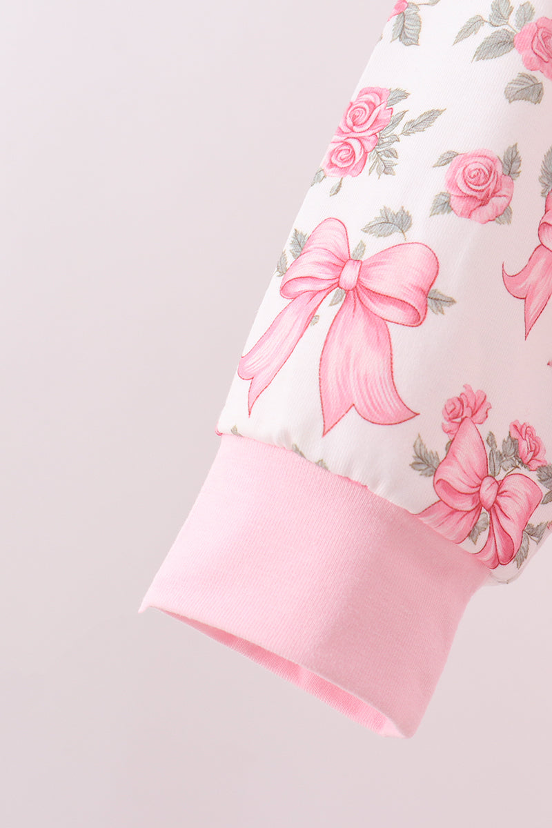 Pink Floral Bow Lace Skorts Set - Aaria Tees Aaria Tees
