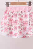 Pink Floral Bow Lace Skorts Set - Aaria Tees Aaria Tees