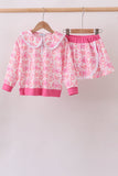 Pink Pumpkin Bow Lace Skorts Set - Aaria Tees Aaria Tees