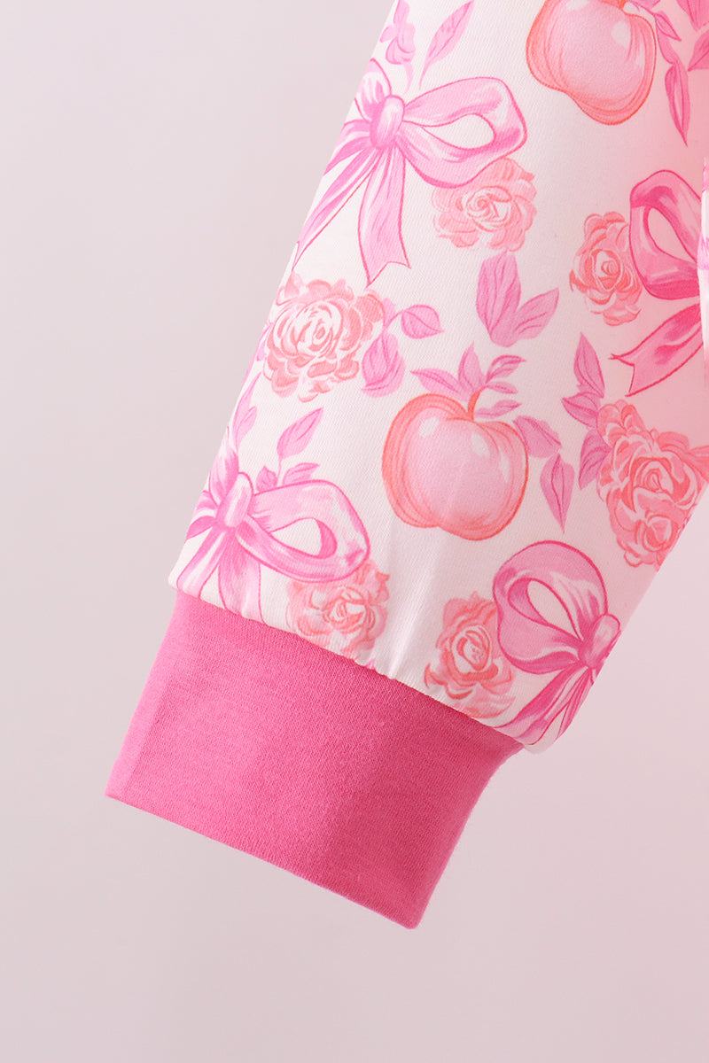 Pink Pumpkin Bow Lace Skorts Set - Aaria Tees Aaria Tees