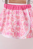 Pink Pumpkin Bow Lace Skorts Set - Aaria Tees Aaria Tees