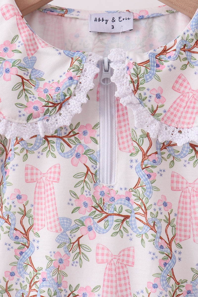 Blue Bow Lace Skorts Set - Aaria Tees Aaria Tees