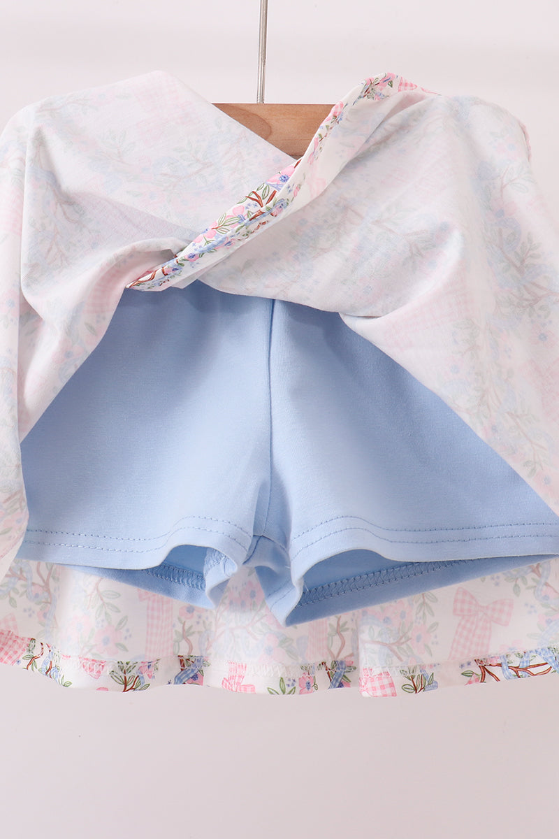 Blue Bow Lace Skorts Set - Aaria Tees Aaria Tees