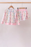 Pink Bow Floral Lace Skorts Set - Aaria Tees Aaria Tees
