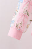 Pink Bow Floral Lace Skorts Set - Aaria Tees Aaria Tees