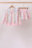 Pink Bow Floral Lace Skorts Set - Aaria Tees Aaria Tees