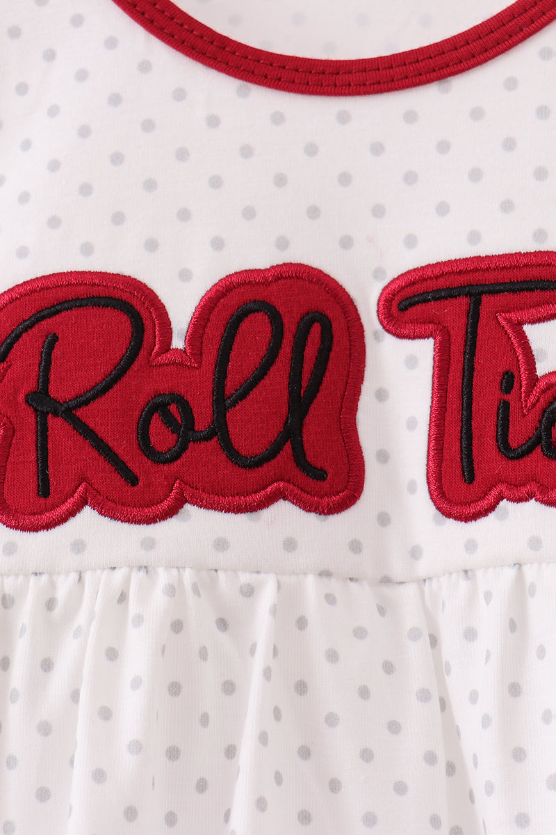 Red Alabama Roll Tide Embroidery Bubble - Aaria Tees Aaria Tees