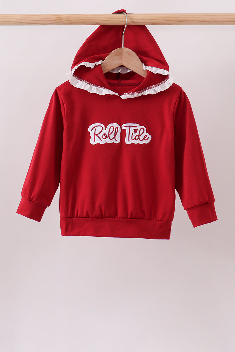 Red Alabama Roll Tide Embroidery Hoodie - Aaria Tees