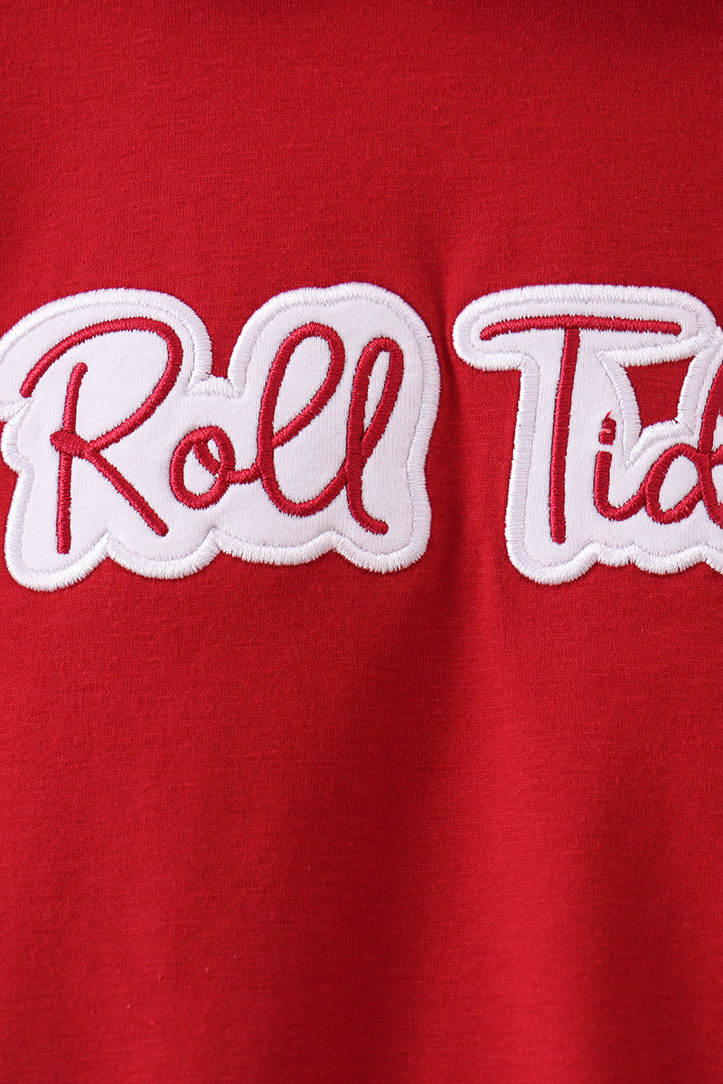 Red Alabama Roll Tide Embroidery Hoodie - Aaria Tees Aaria Tees