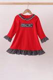Red Georgia Embroidery Ruffle Dress - Aaria Tees Aaria Tees