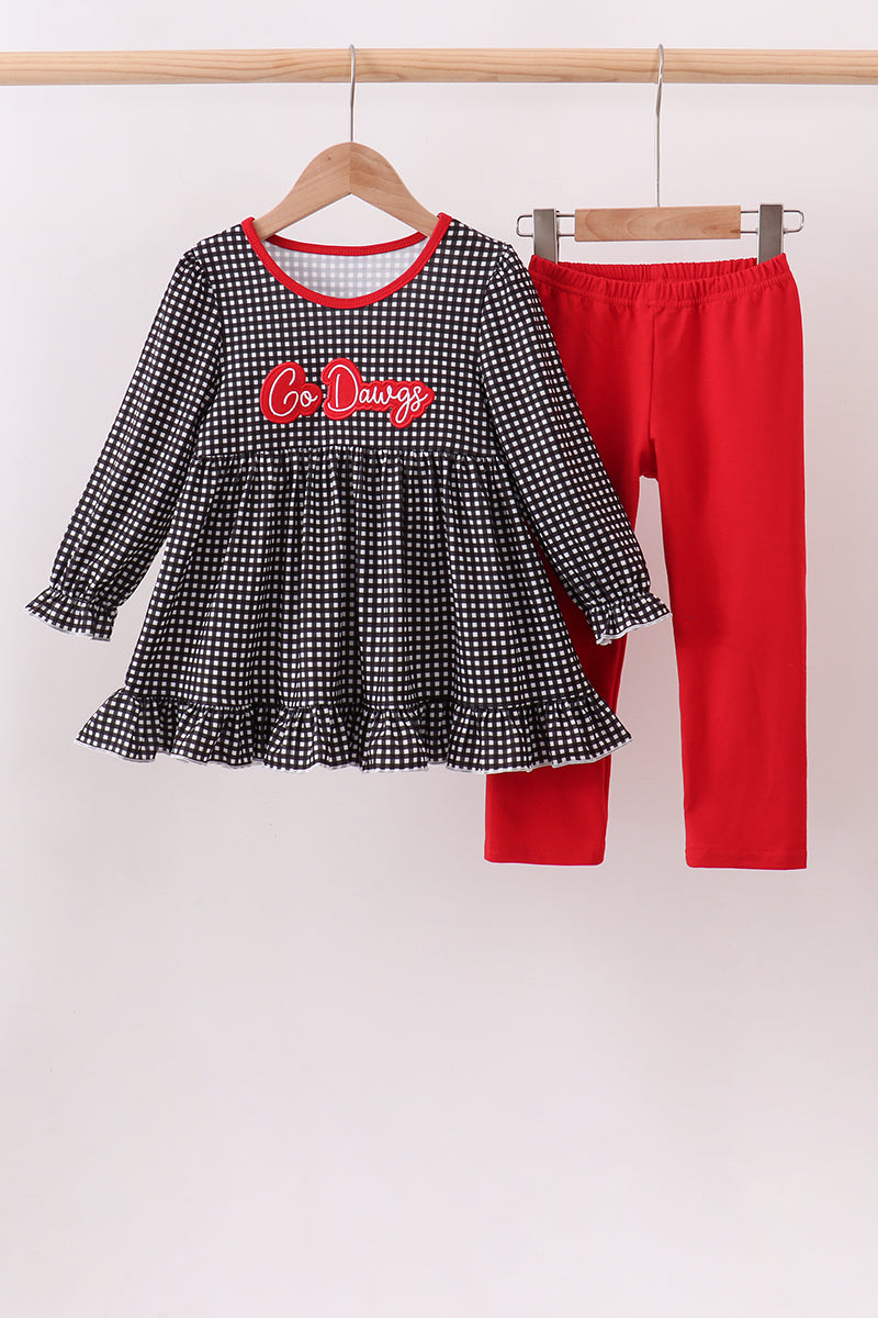 Red Georgia Embroidery Pants set - Aaria Tees Aaria Tees