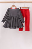 Red Georgia Embroidery Pants set - Aaria Tees Aaria Tees