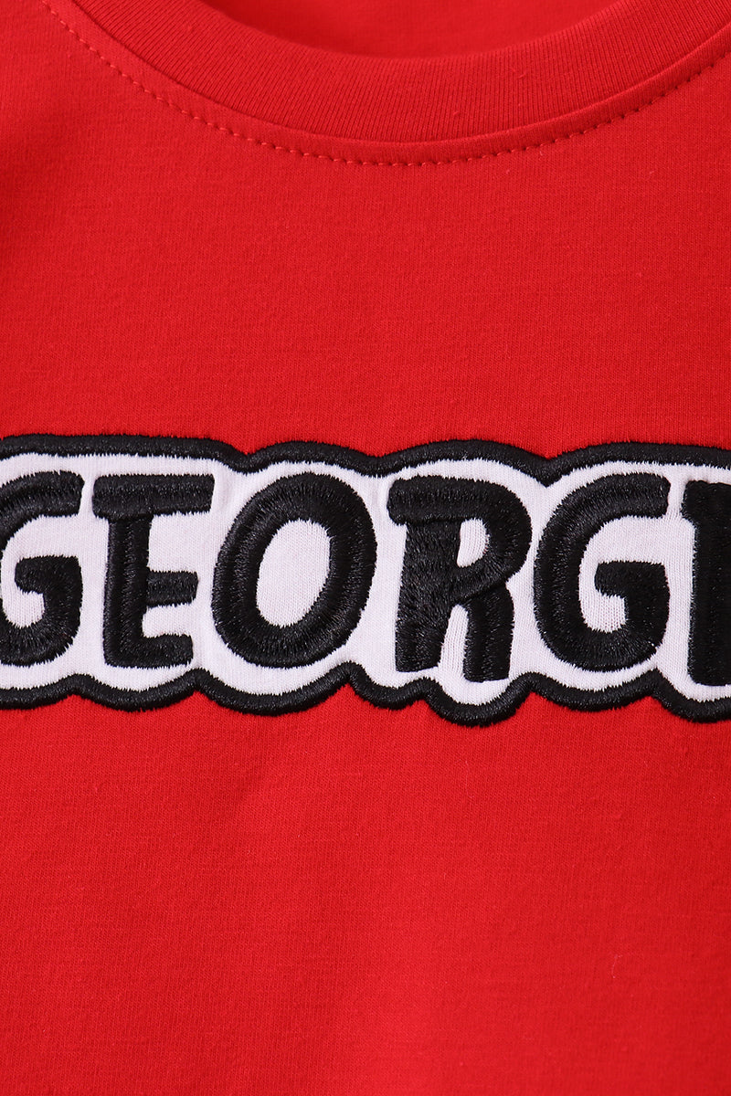 Red Georgia Embroidery Pants Set - Aaria Tees Aaria Tees