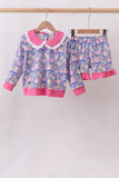 Purple Floral Ruffle Shorts Set - Aaria Tees Aaria Tees