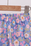 Purple Floral Ruffle Shorts Set - Aaria Tees Aaria Tees