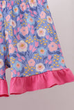 Purple Floral Ruffle Shorts Set - Aaria Tees Aaria Tees