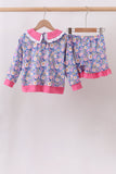 Purple Floral Ruffle Shorts Set - Aaria Tees Aaria Tees