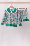 Green Floral Ruffle Shorts Set - Aaria Tees Aaria Tees