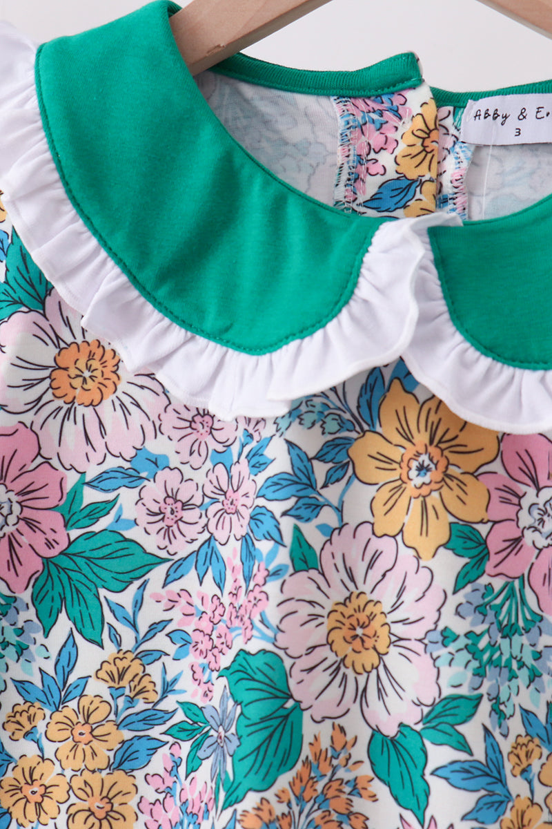 Green Floral Ruffle Shorts Set - Aaria Tees Aaria Tees