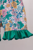 Green Floral Ruffle Shorts Set - Aaria Tees Aaria Tees